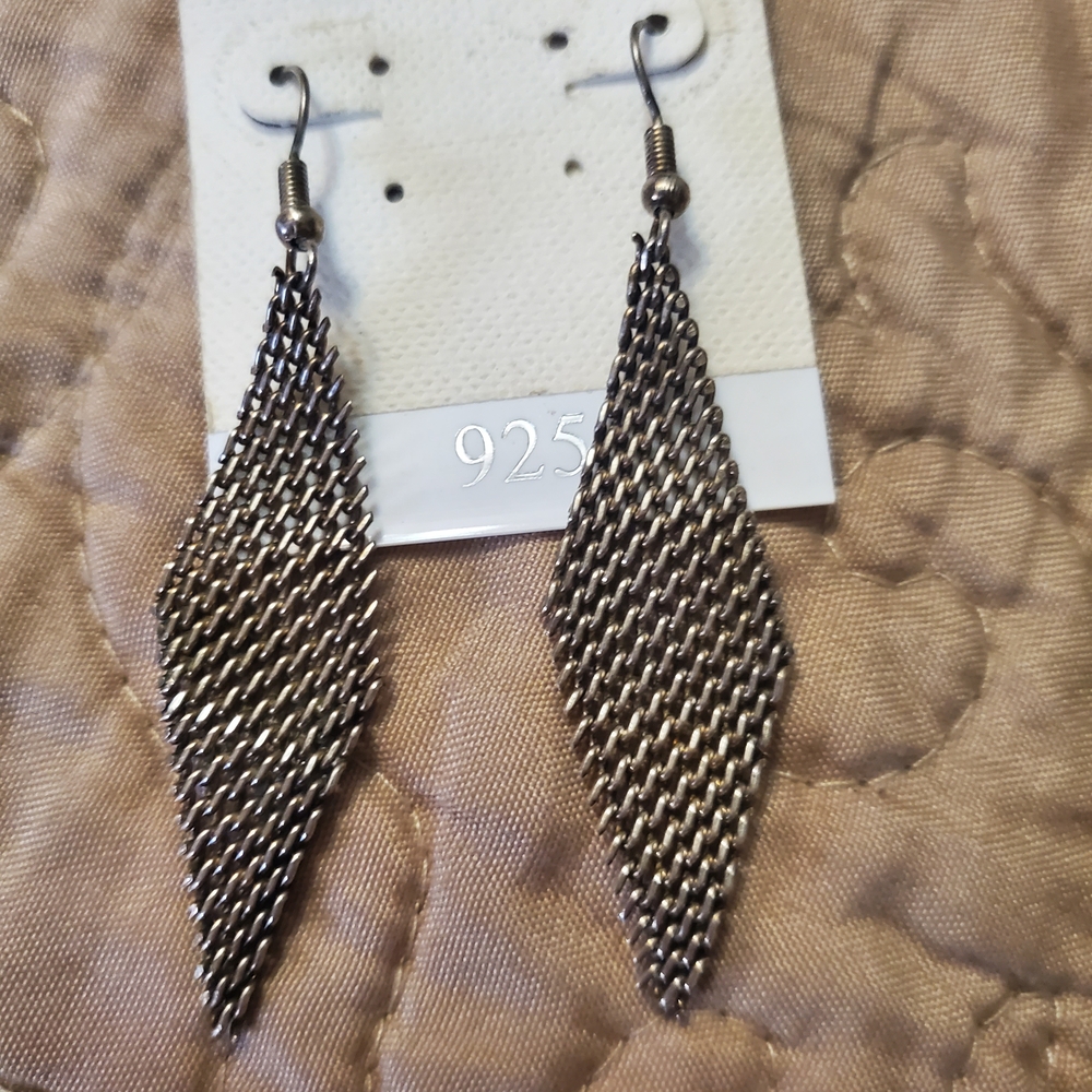 Elegant Silver Mesh Drop Earrings